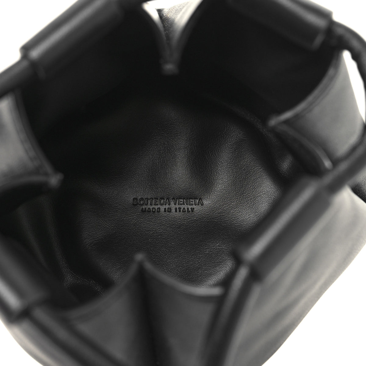 Bottega Veneta Calfskin Small Drawstring Pyramid Pouch Black 5 of 11