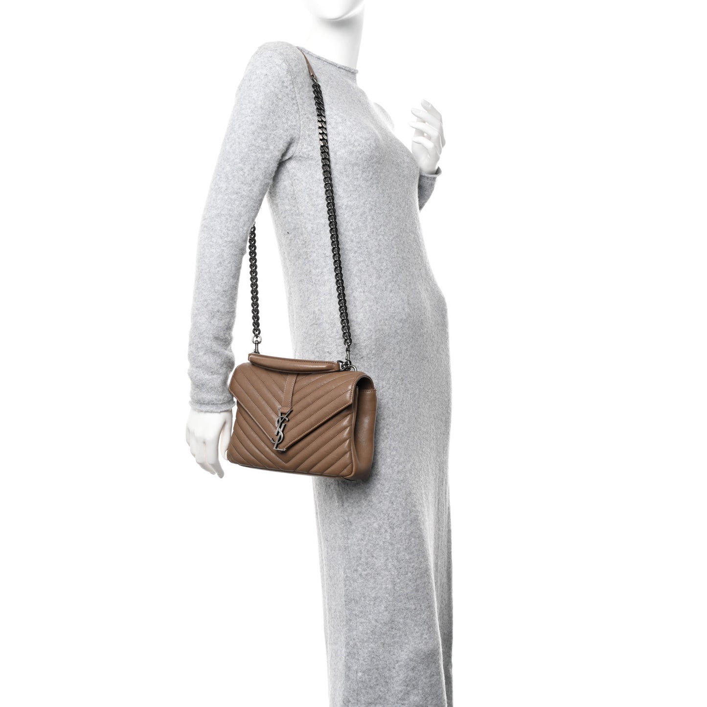 Sheepskin Matelasse Chevron Monogram Medium College Bag Fard
