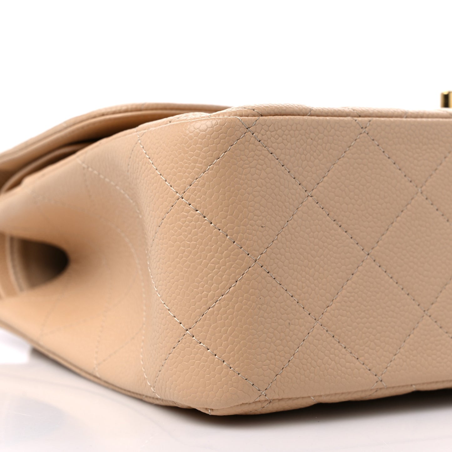 Caviar Quilted Jumbo Double Flap Light Beige