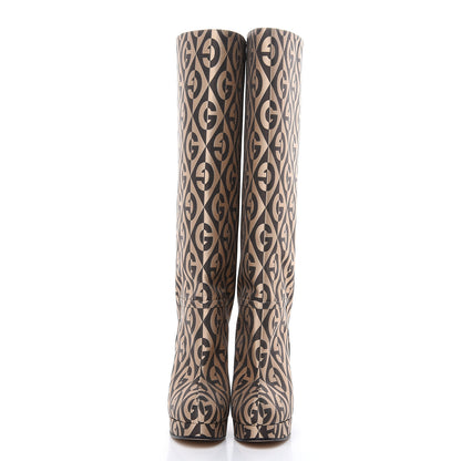 Gucci Fabric G Rhombus Print Platform Boots 38 Beige Cocoa 2 of 8