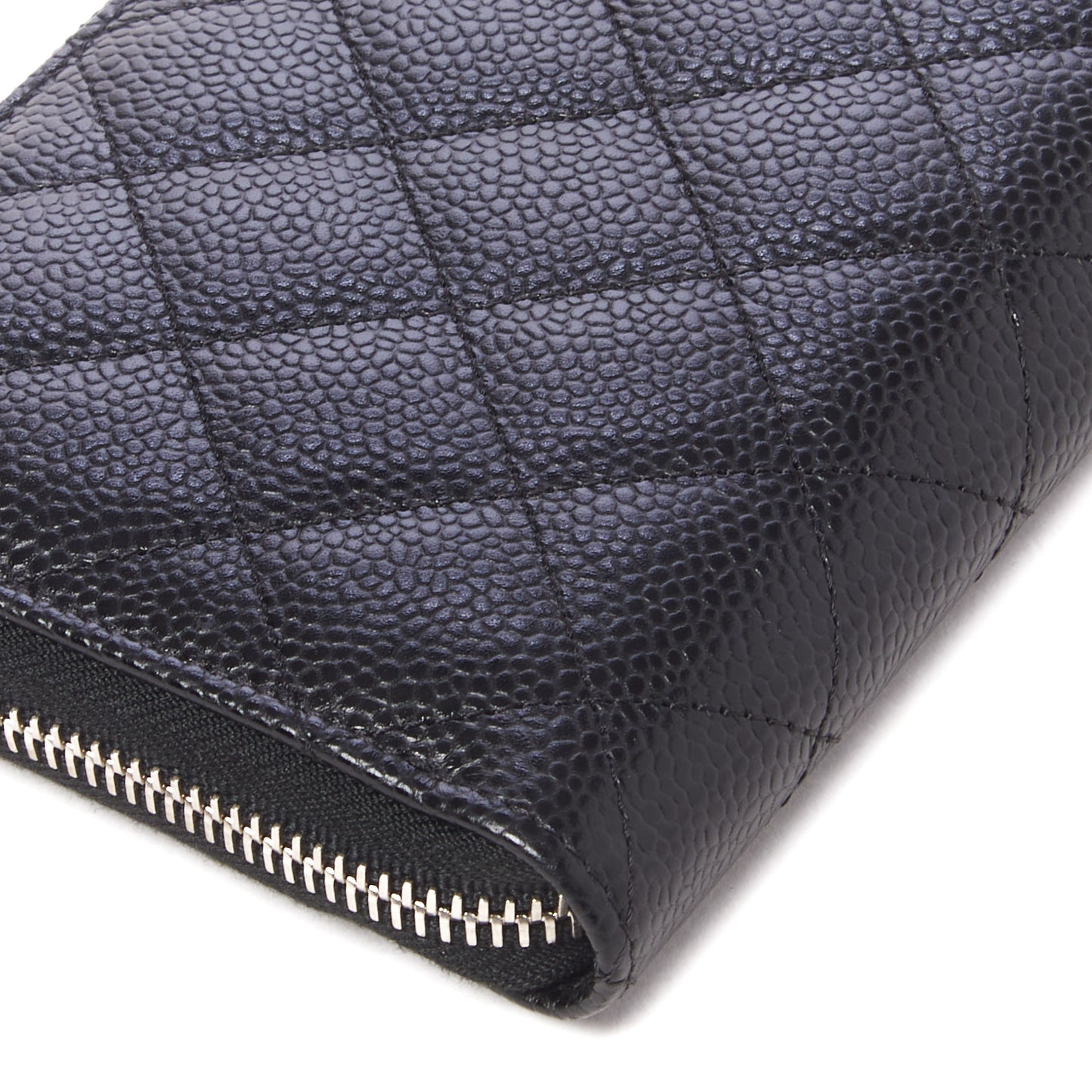 Caviar Quilted Large Gusset Zip Around Wallet Black