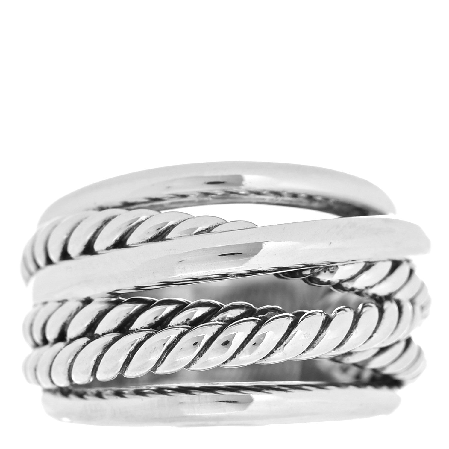 David Yurman Sterling Silver 15mm Narrow Crossover Cable Ring 51 5.75 1 of 4