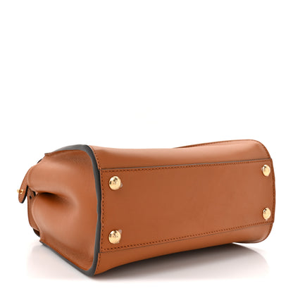 Fendi Vitello Seta Canvas FF Embroidered Mini Peekaboo Iconic Satchel Brandy Grezzo 3 of 11