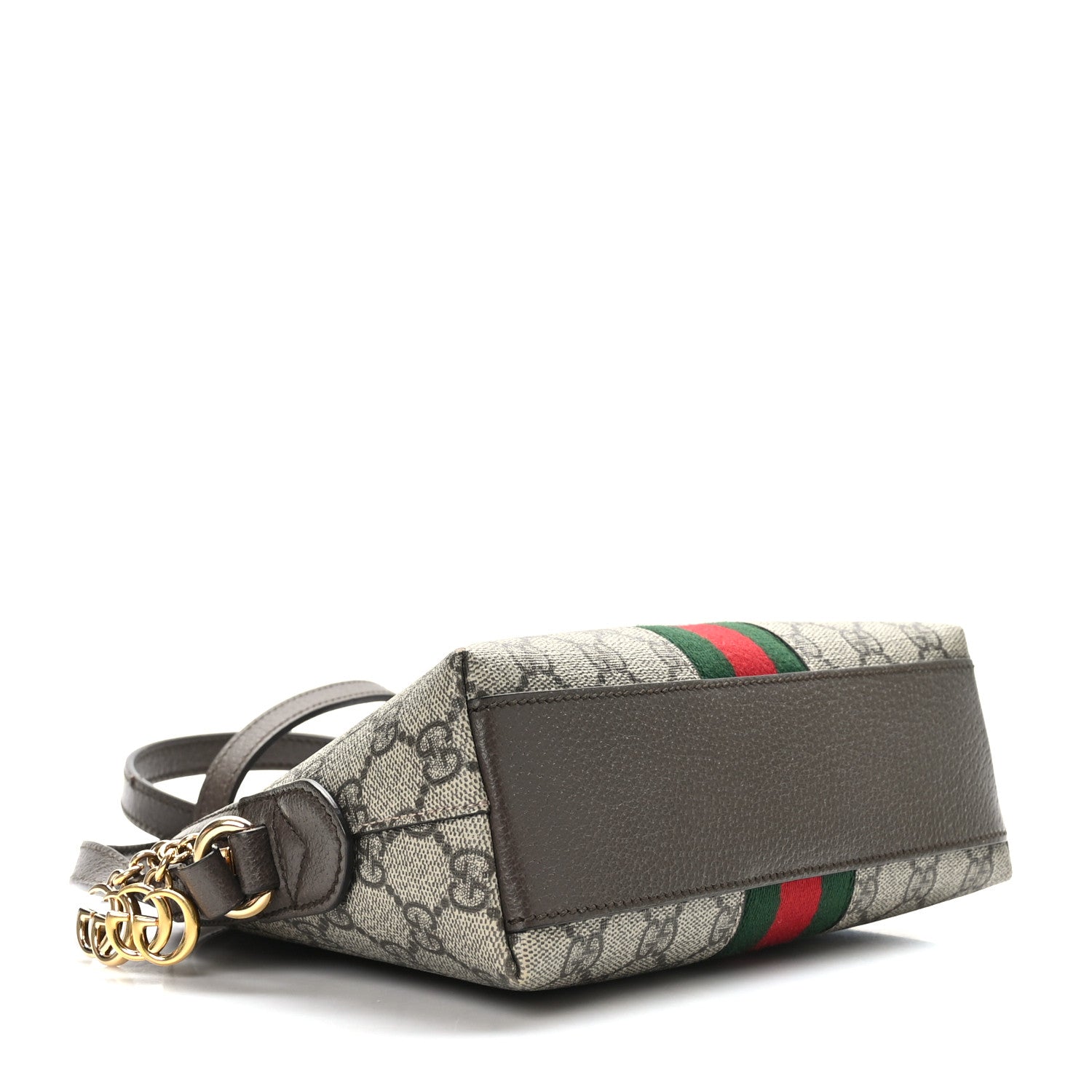 Gucci GG Supreme Monogram Textured Dollar Calfskin Web Small Ophidia Dome Shoulder Bag Beige Ebony New Acero 4 of 10