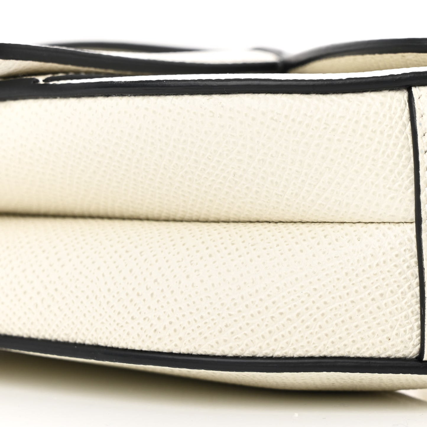 Grained Calfskin Mini Saddle Bag White