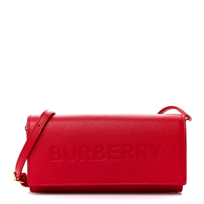 Burberry Calfskin Logo Hazelmere Wallet With Detachable Strap Red 1 of 10