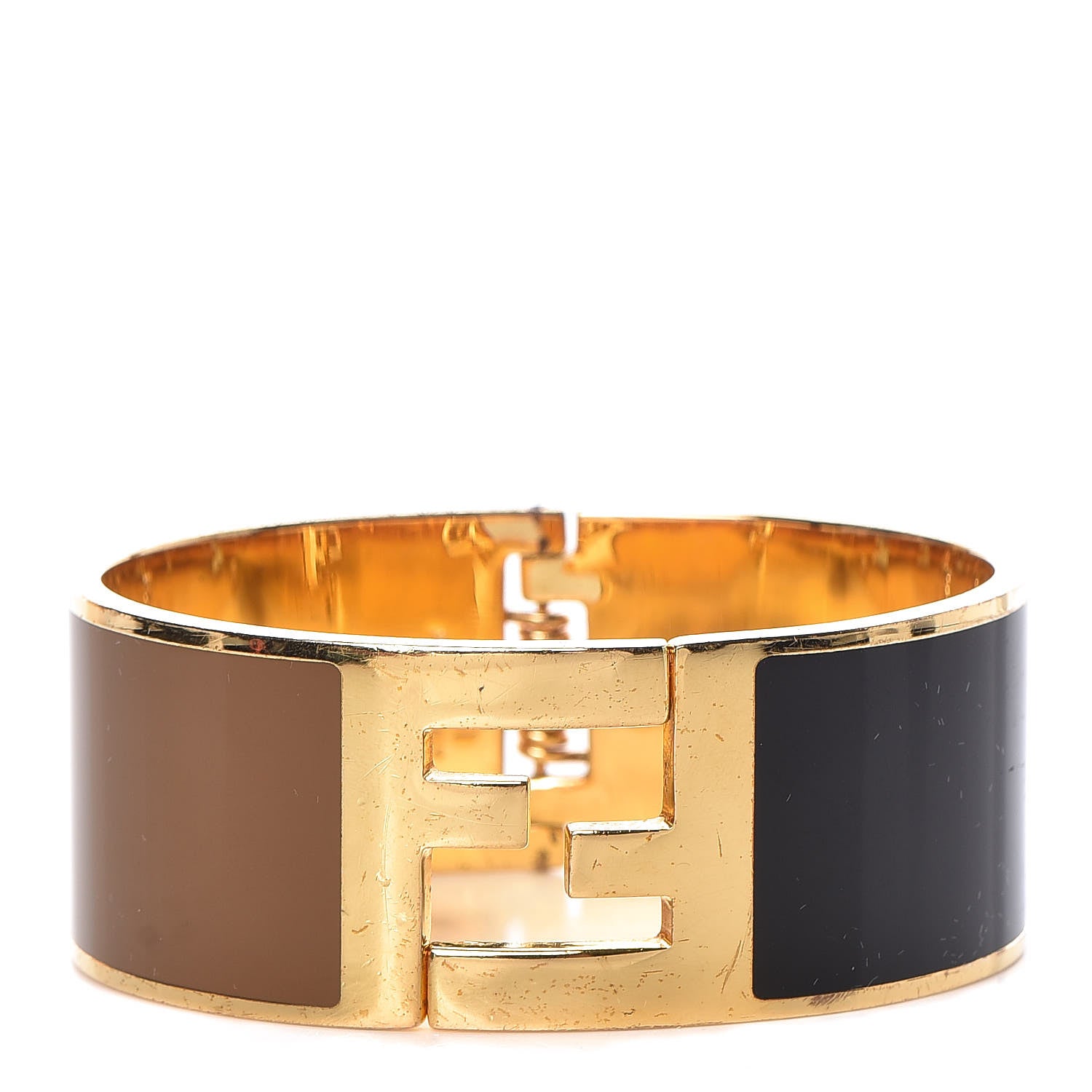 Fendi Enamel Fendista Bracelet S Gold Brown Black 1 of 7
