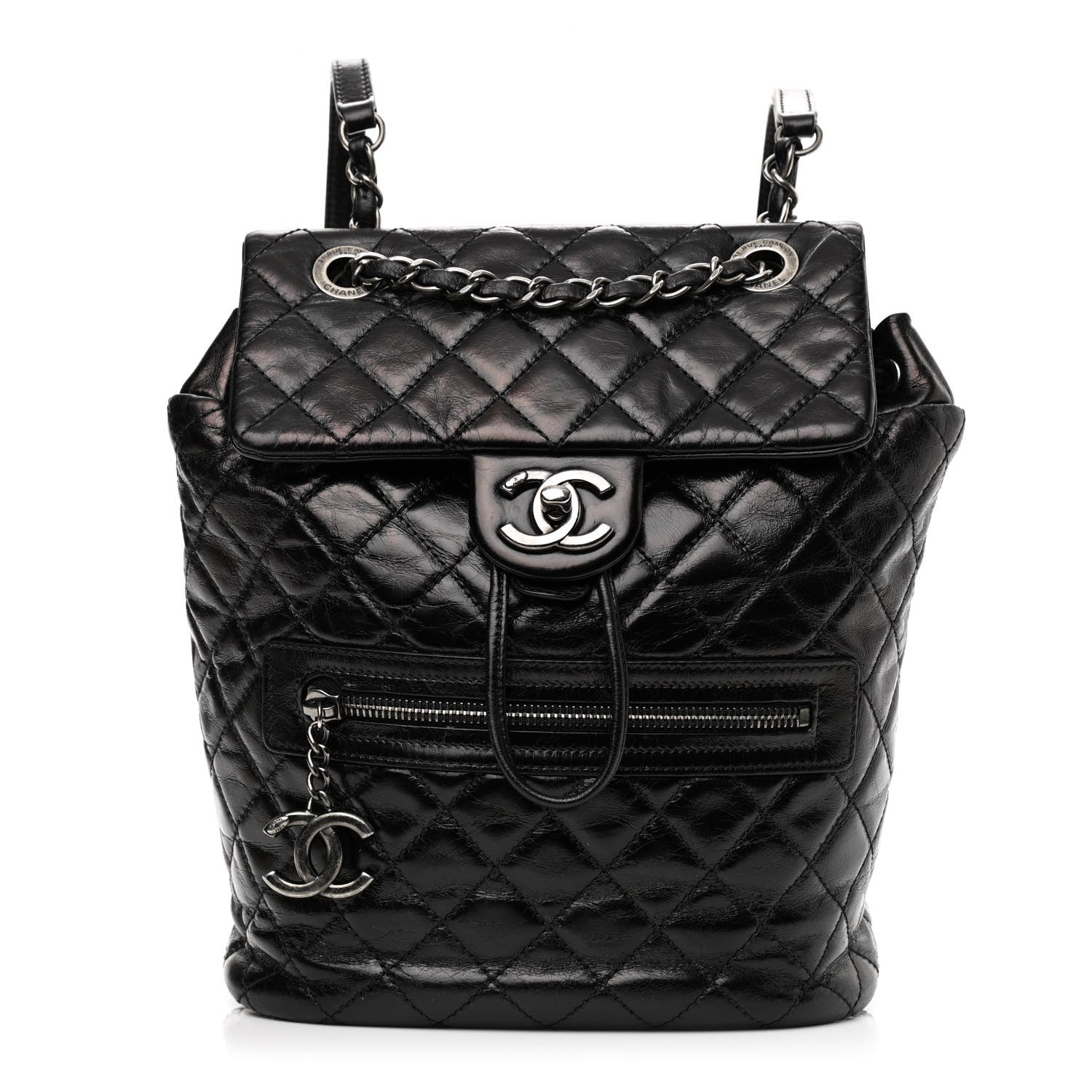 Chanel Glazed Calfskin Quilted Small Salzburg Mountain Backpack Black 1 of 9