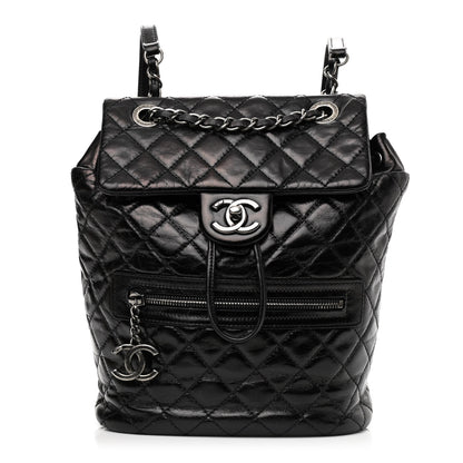 Chanel Glazed Calfskin Quilted Small Salzburg Mountain Backpack Black 1 of 9