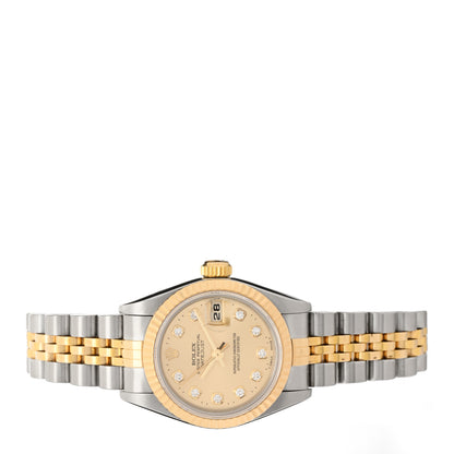Rolex Stainless Steel 18K Yellow Gold Diamond 26mm Oyster Perpetual Datejust Watch Champagne 69173 2 of 4
