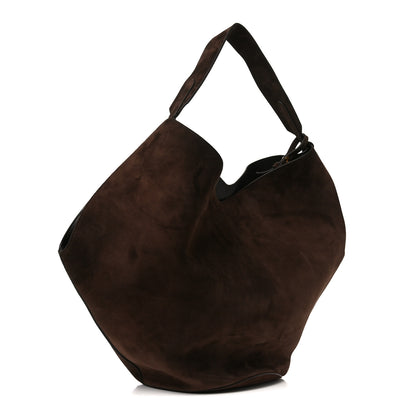 Khaite Suede Calfskin Medium Lotus Tote Coffee 3 of 9