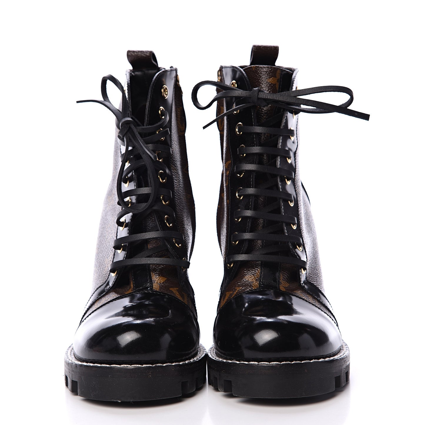 Patent Calfskin Monogram Star Trail Ankle Boots 40 Black