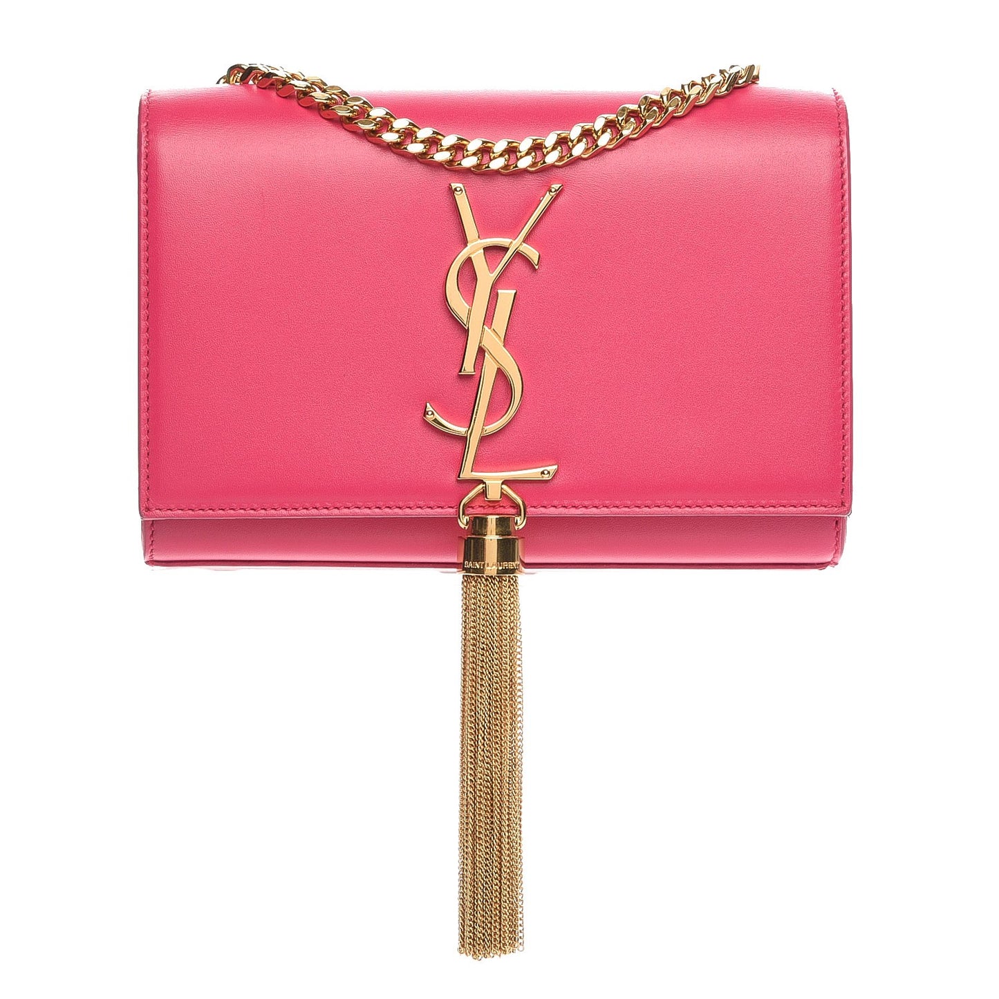SAINT LAURENT Calfskin Small Classic Monogram Kate Tassel Satchel Fuchsia