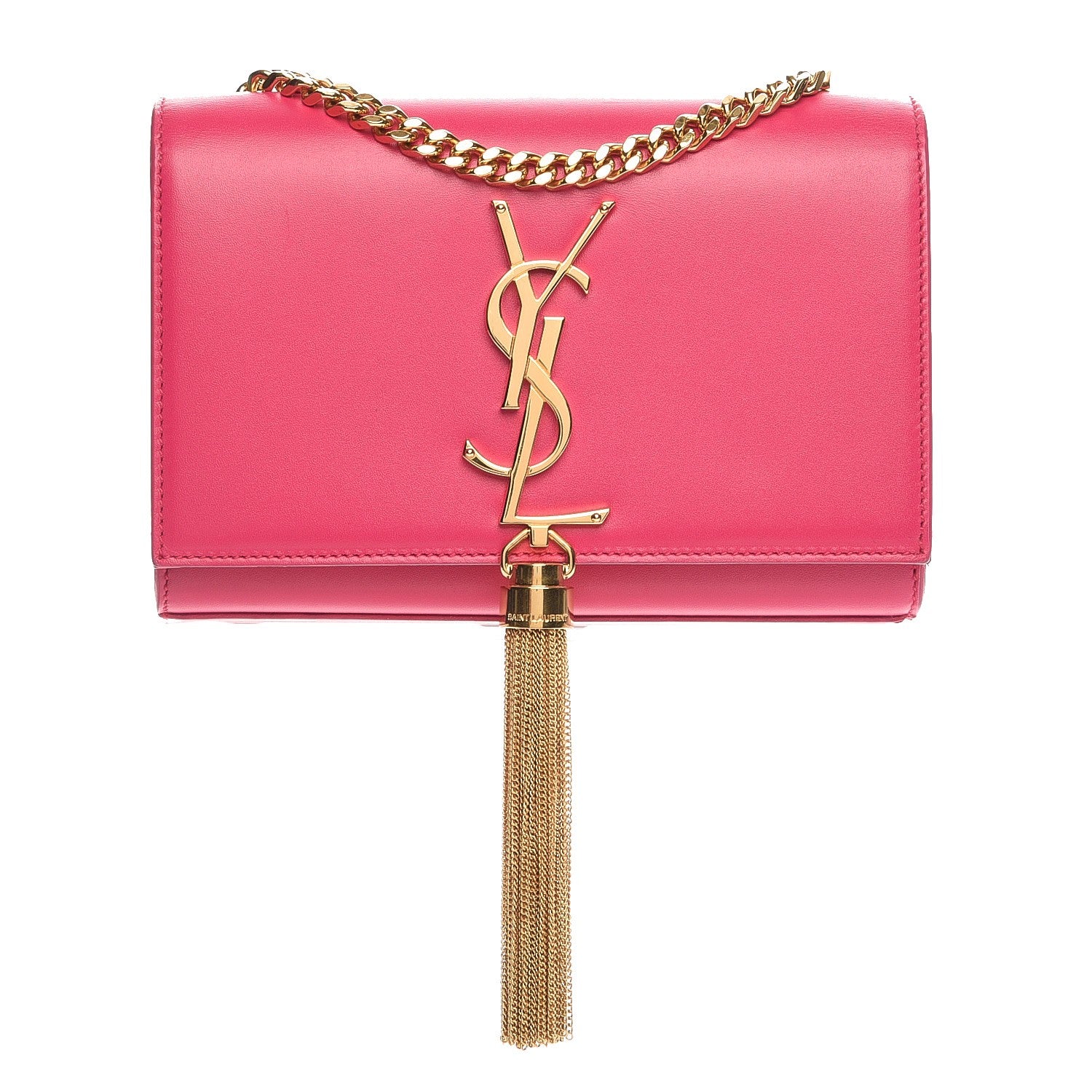 Saint Laurent SAINT LAURENT Calfskin Small Classic Monogram Kate Tassel Satchel Fuchsia 1 of 7
