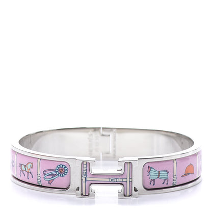 Hermes Enamel Printed Narrow Couvertures et Tenues de Jour Clic Clac H Bracelet PM Color Patch 1 of 5