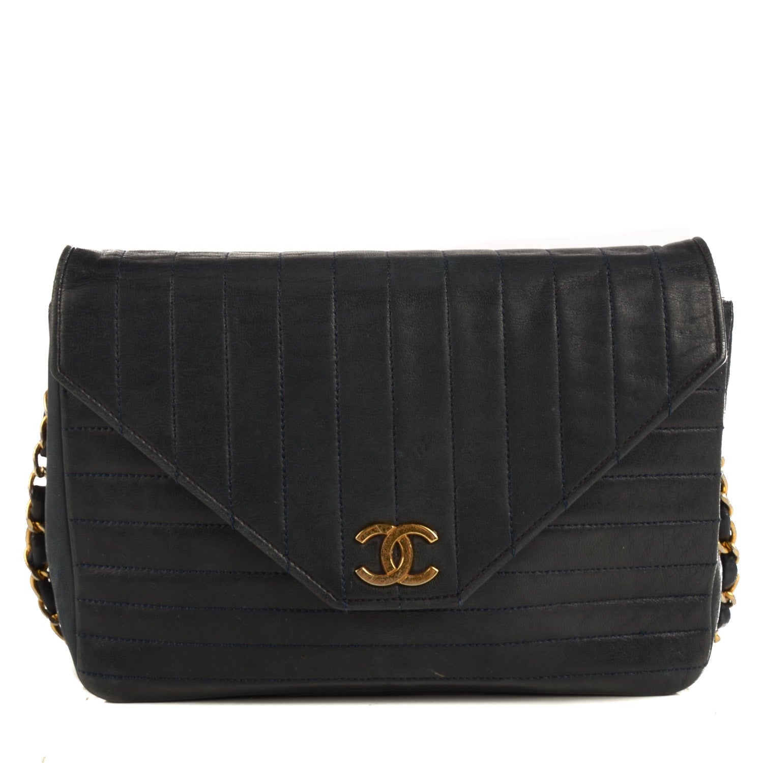 Chanel Lambskin Vertical Quilted Small Single Flap Navy Blue 1 of 10