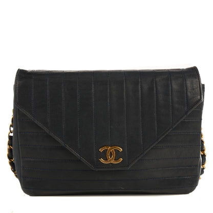 Chanel Lambskin Vertical Quilted Small Single Flap Navy Blue 1 of 10