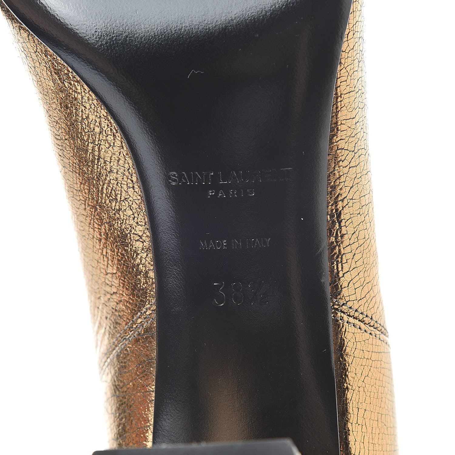 Saint Laurent Metallic Cracked Loulou Pin Booties 38.5 Copper 6 of 8