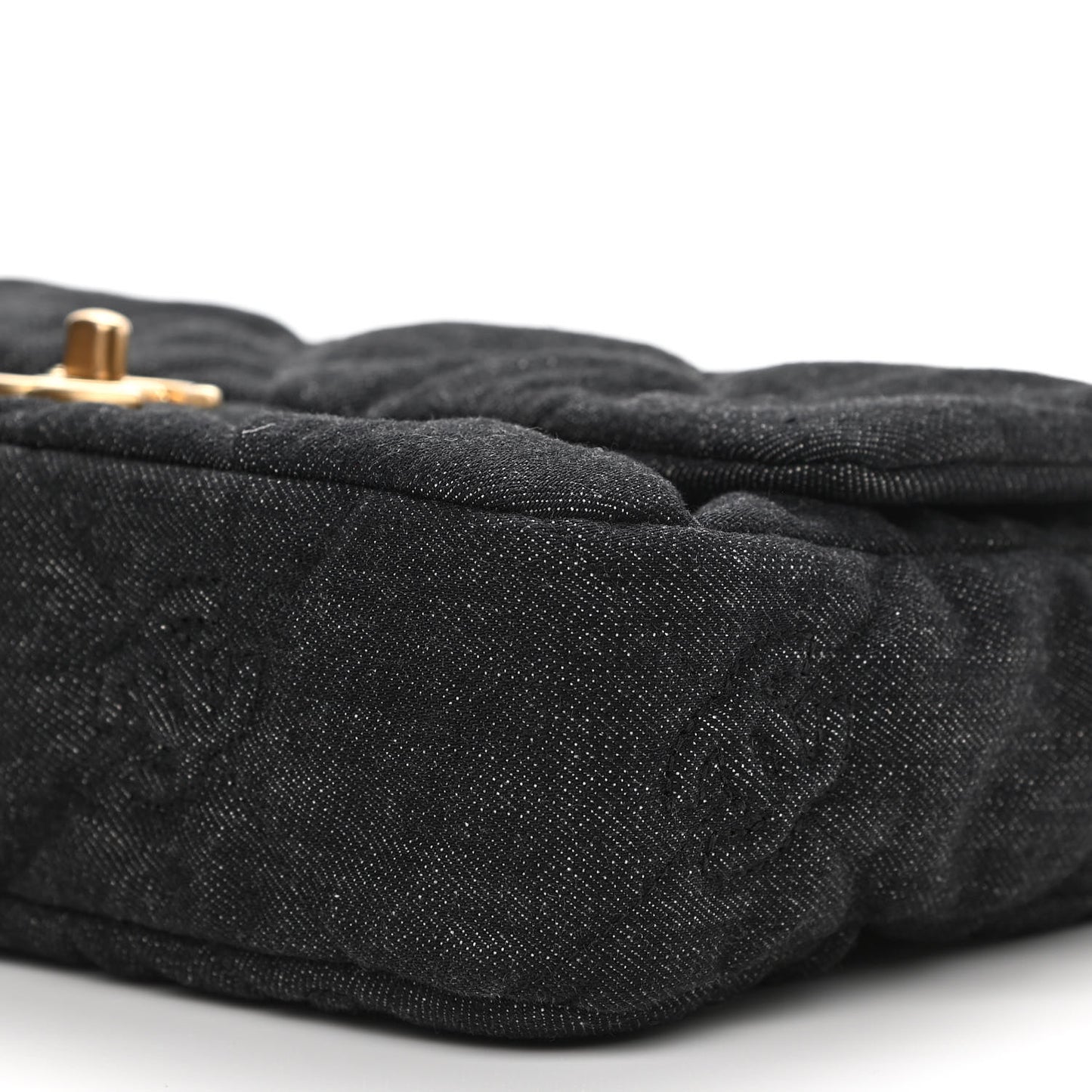 Denim Quilted Medium Funky Town Flap Black