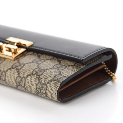 Gucci GG Supreme Monogram Moon Calfskin Padlock Continental Chain Wallet Beige Ebony Black 7 of 8