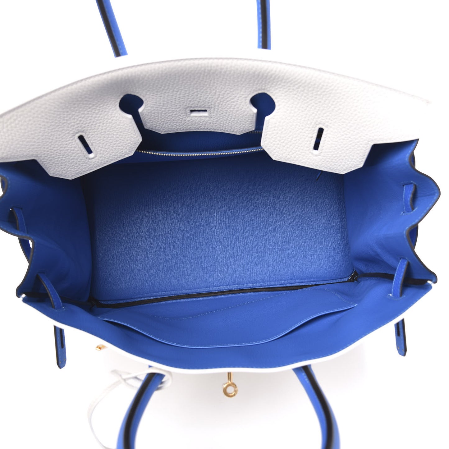 Bi-Color Horseshoe Birkin 35 Perle Bleu Electrique