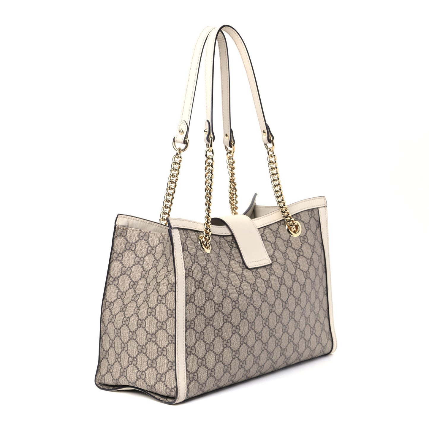GG Supreme Monogram Medium Padlock Tote White