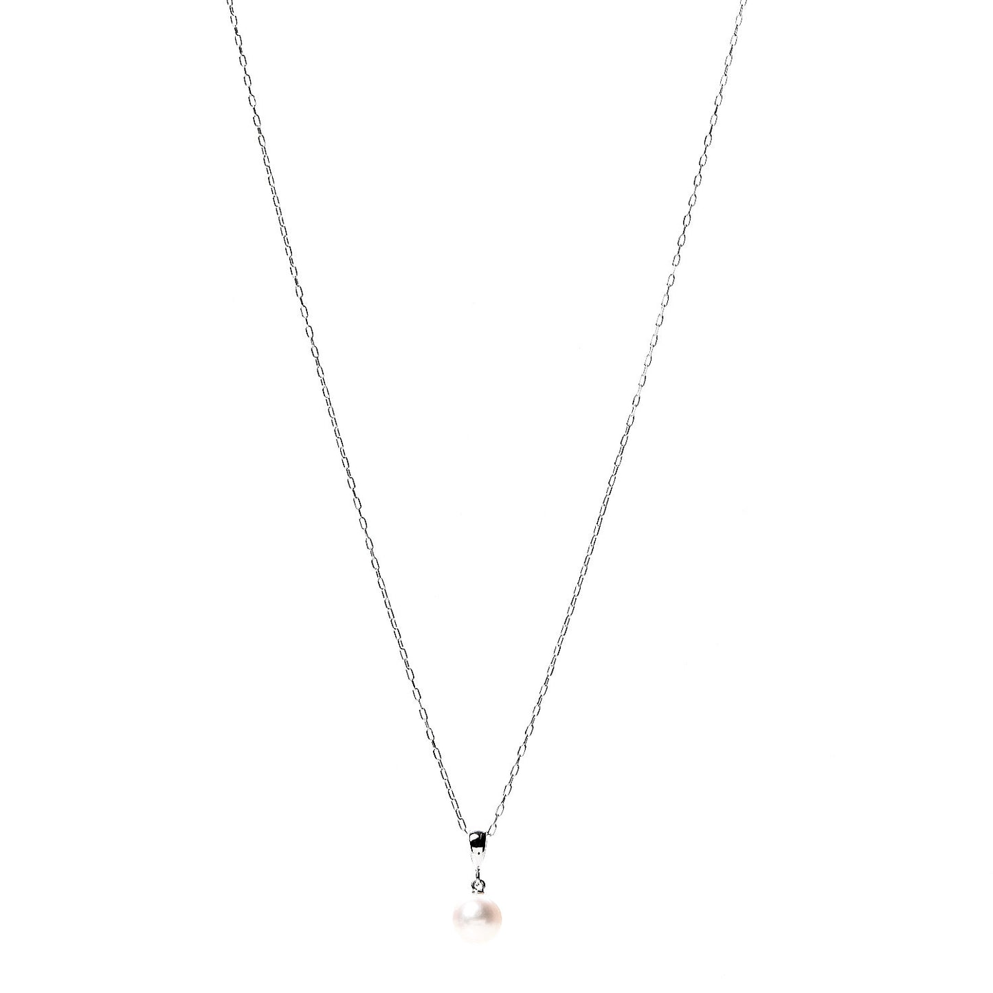 18K White Gold Akoya Pearl 7.5mm Pendant Necklace