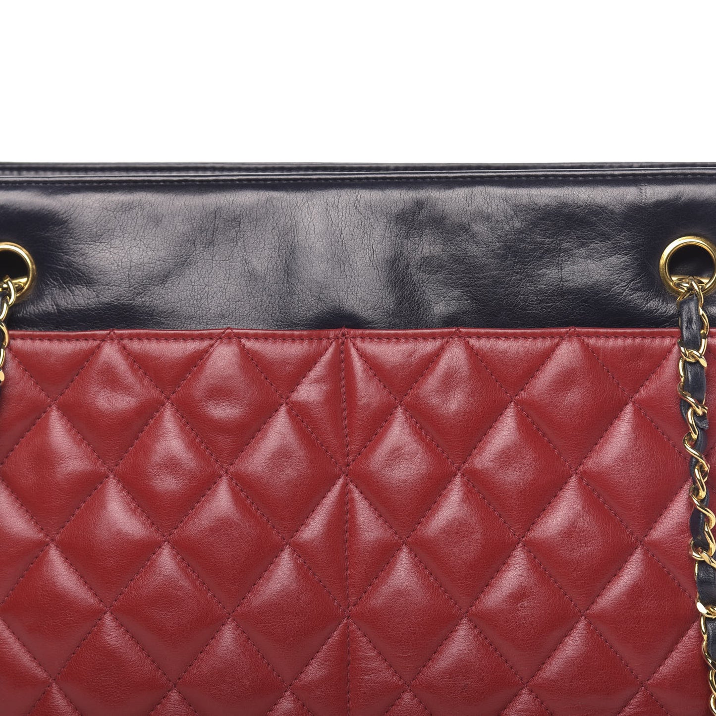 Lambskin Quilted Shoulder Bag Red Navy