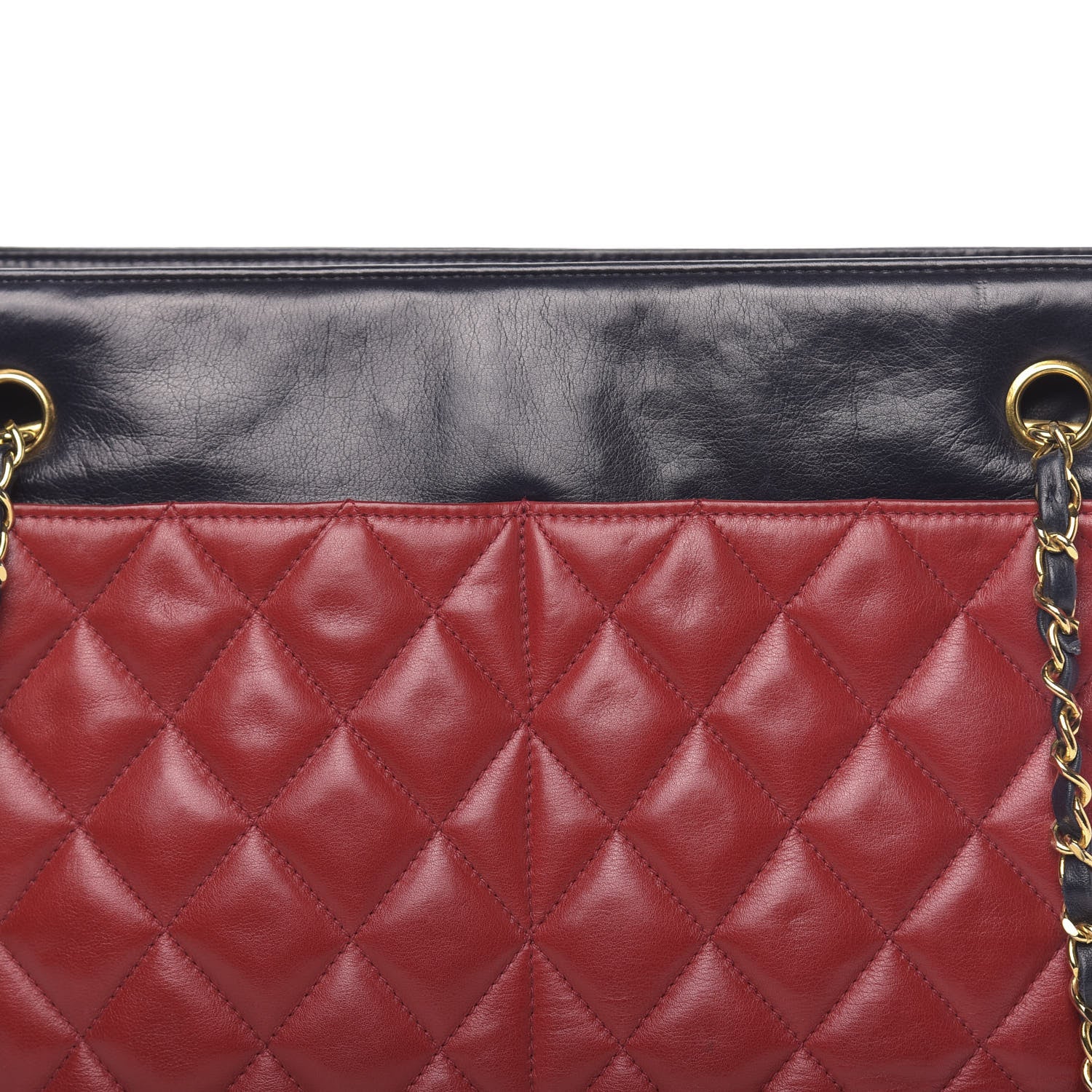Chanel Lambskin Quilted Shoulder Bag Red Navy 10 of 12