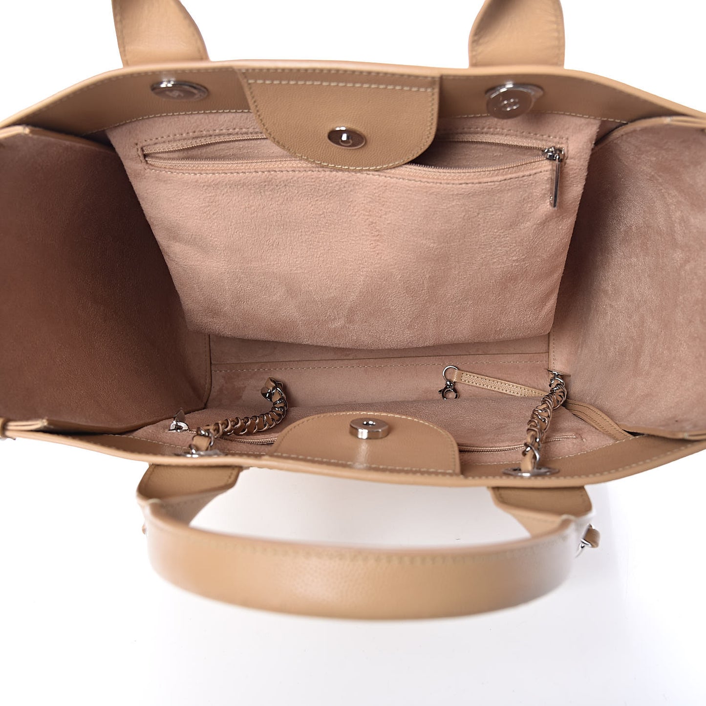 Caviar Small Studded Deauville Tote Beige
