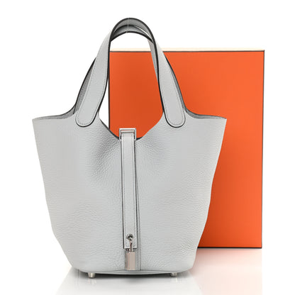 Hermes Taurillon Clemence Picotin Lock 18 PM Bleu Pale 11 of 11