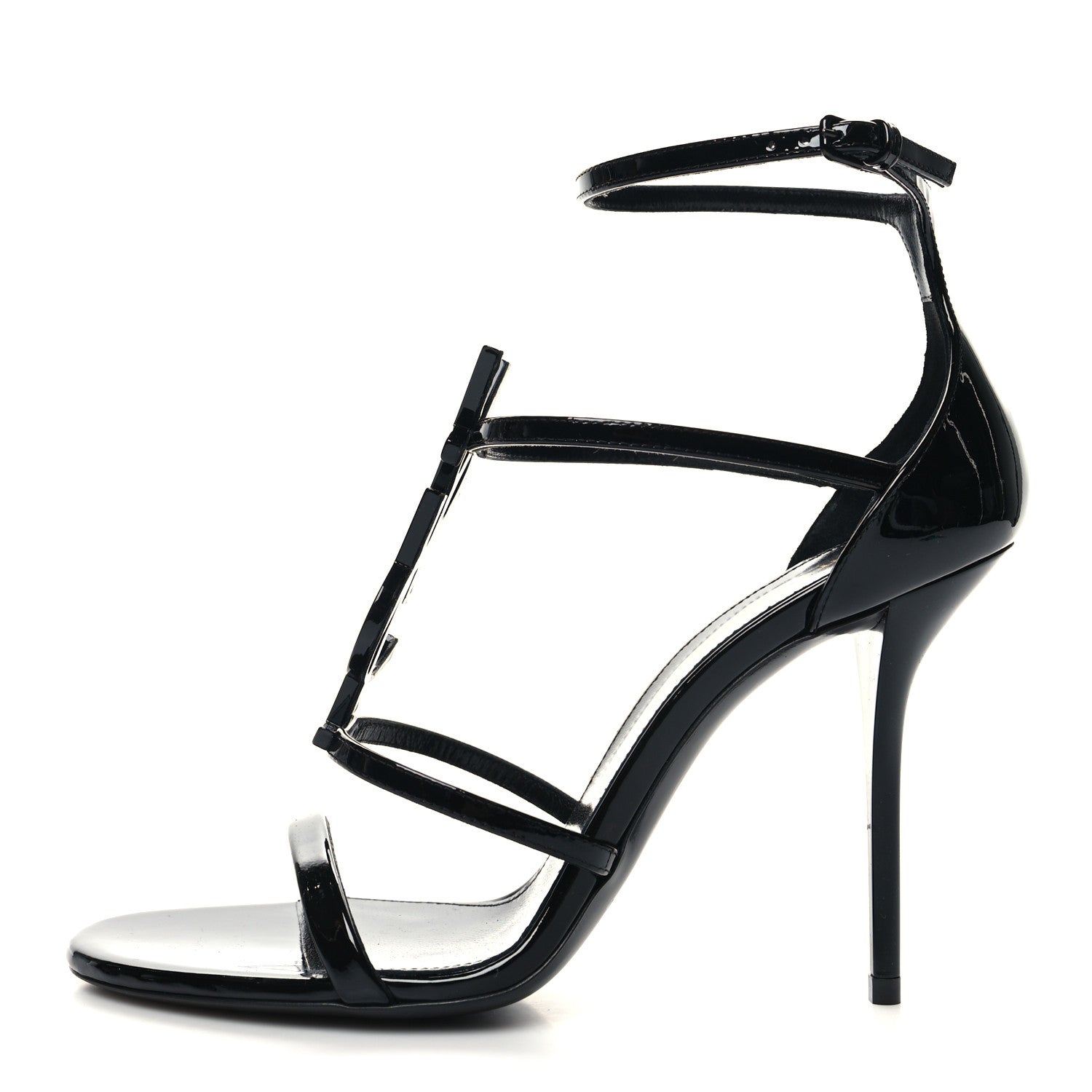 Saint Laurent Patent Cassandra 100 Sandals 38.5 Black 1 of 8