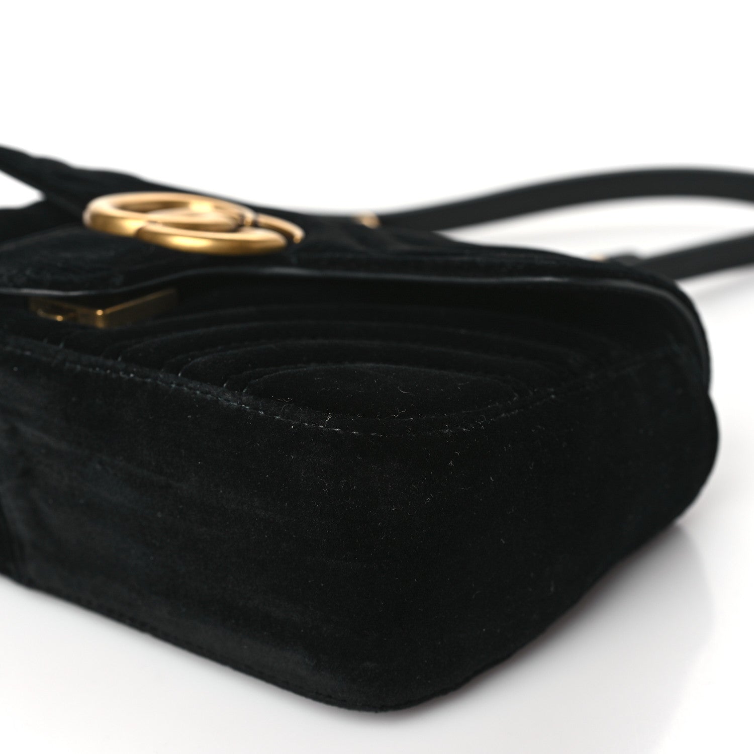Gucci Velvet Matelasse Mini GG Marmont Shoulder Bag Black 10 of 11