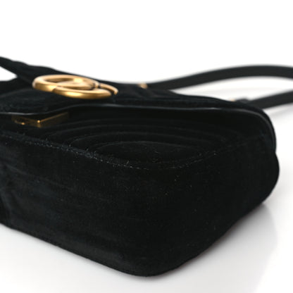 Gucci Velvet Matelasse Mini GG Marmont Shoulder Bag Black 10 of 11