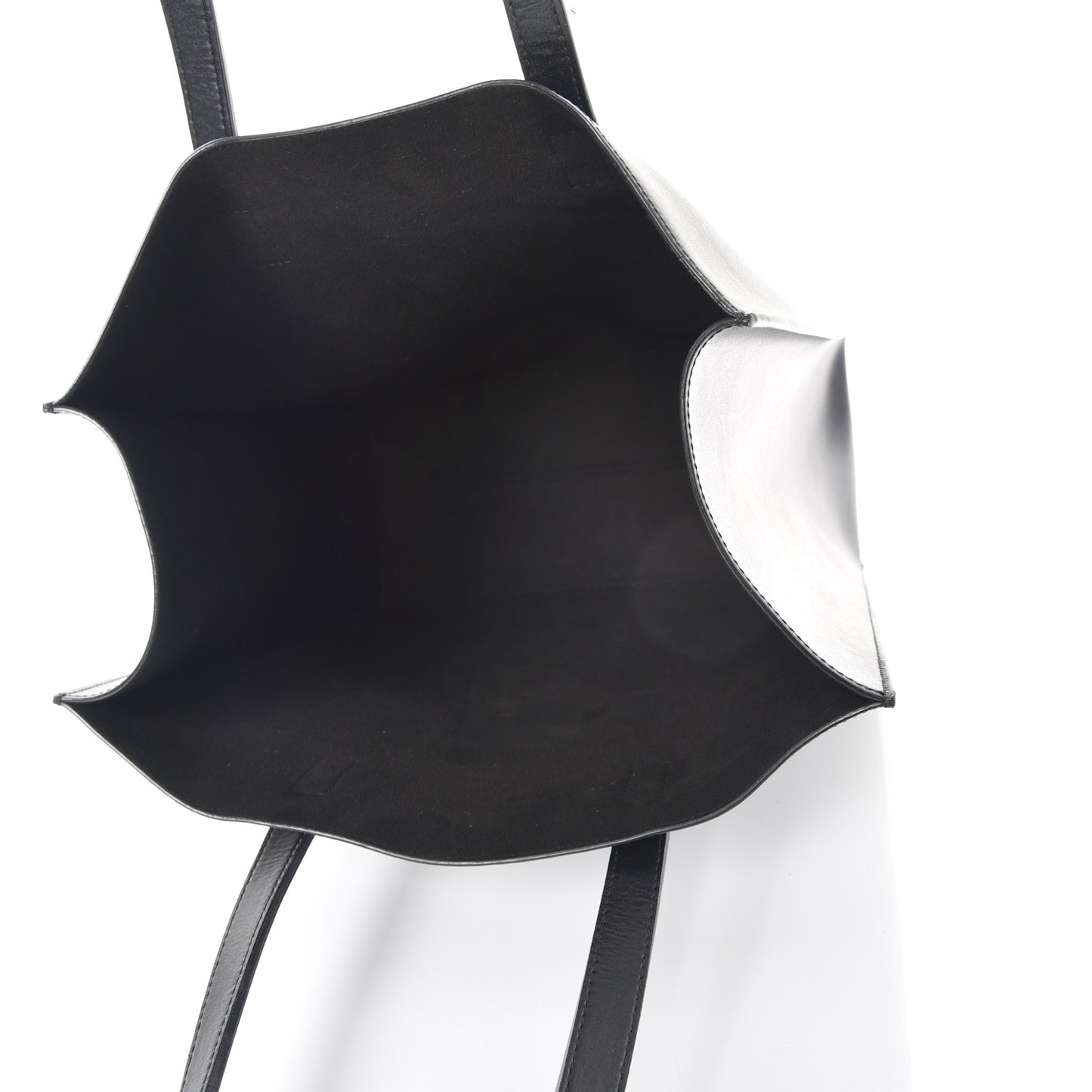 Calfskin Logo Debossed Medium Shopper Tote Black