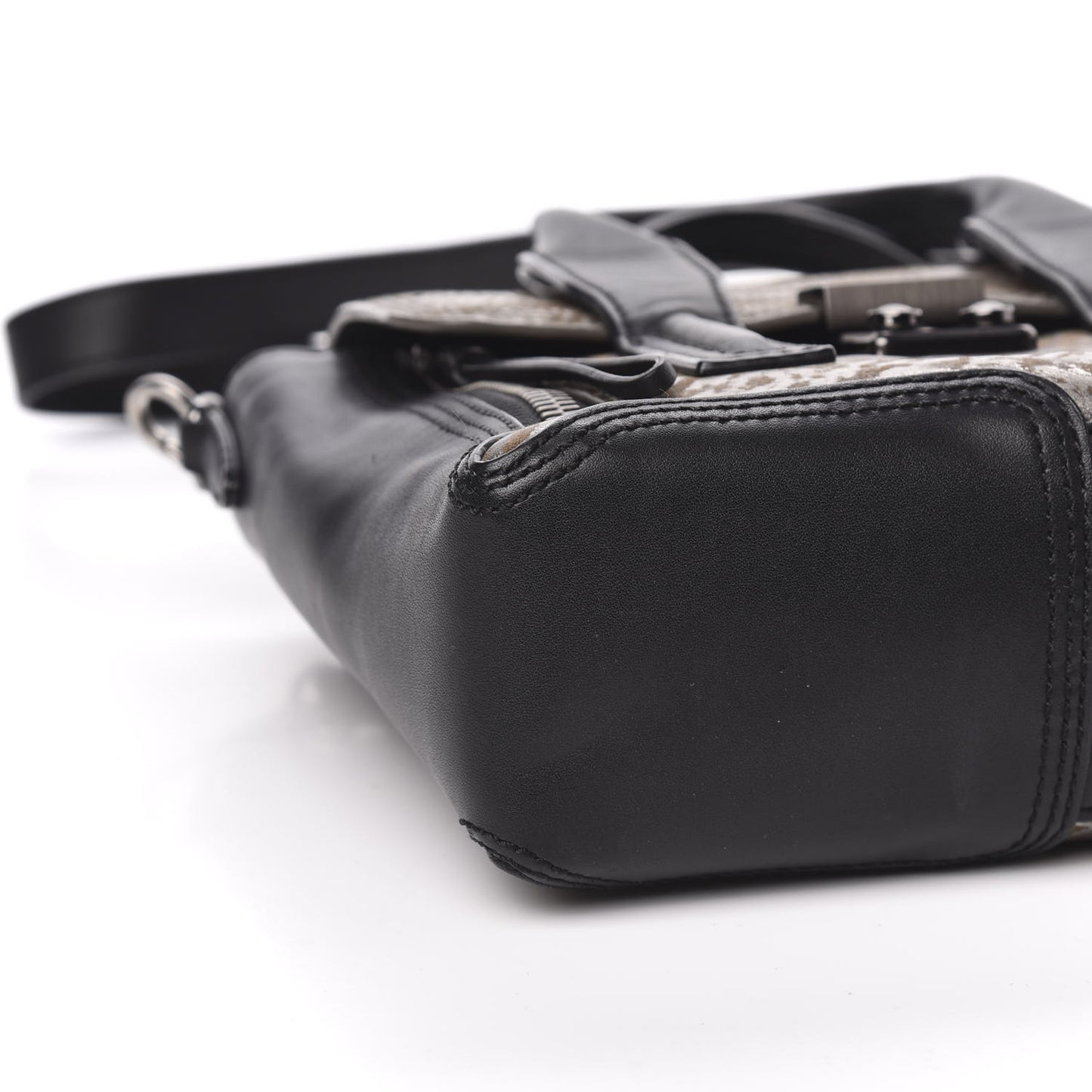 3.1 Metallic Calfskin Shark Embossed Mini Pashli Satchel Black Gunmetal