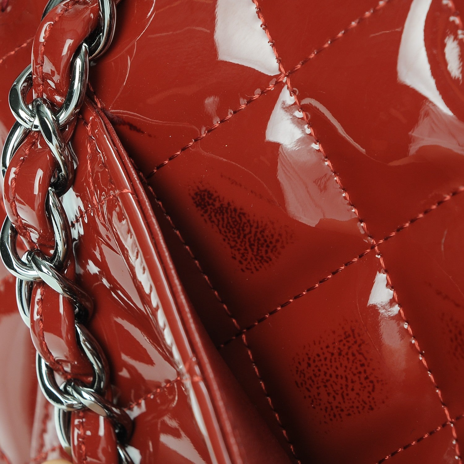 Chanel Patent Quilted Jumbo Double Flap Dark Red 9 of 11