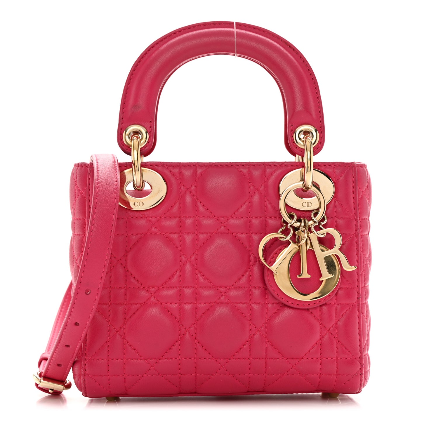 Lambskin Cannage Mini Lady Dior Fuchsia