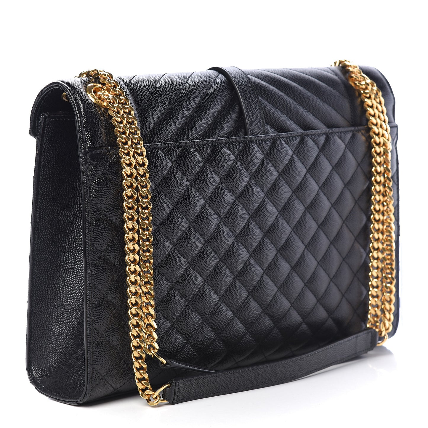Grain De Poudre Textured Mixed Matelasse Large Triquilt Monogram Satchel Black