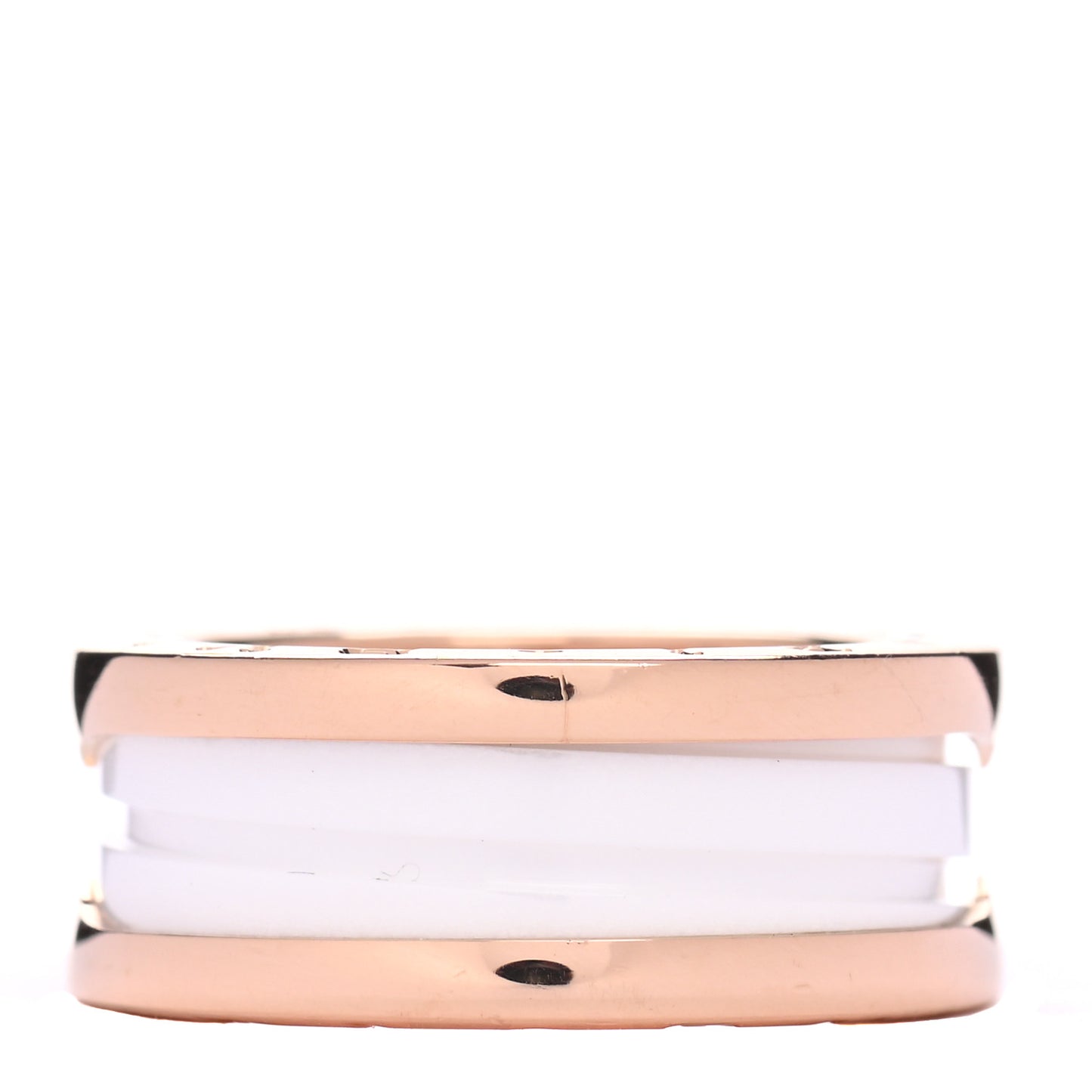 18K Rose Gold White Ceramic B.Zero1 Two-Band Ring 49 4.75