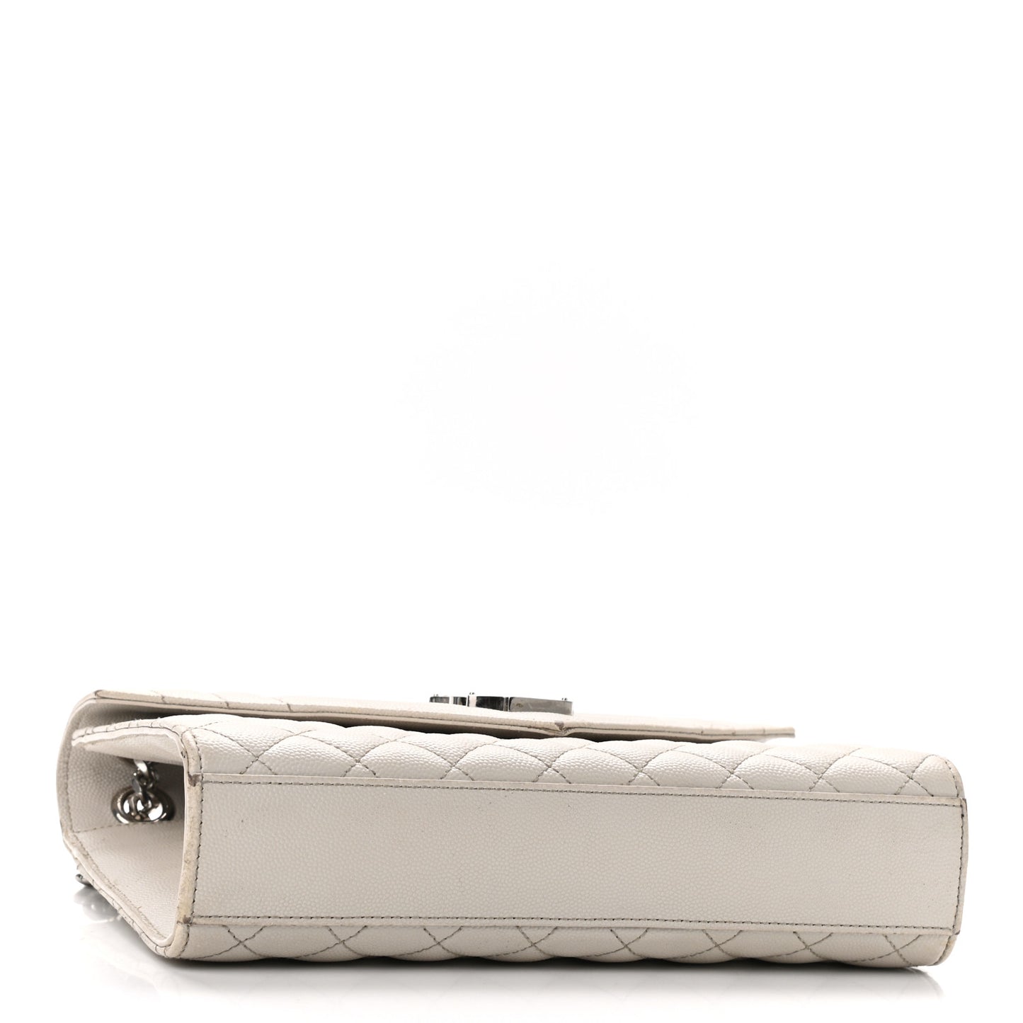 Grain De Poudre Textured Mixed Matelasse Medium Triquilt Monogram Satchel Granite