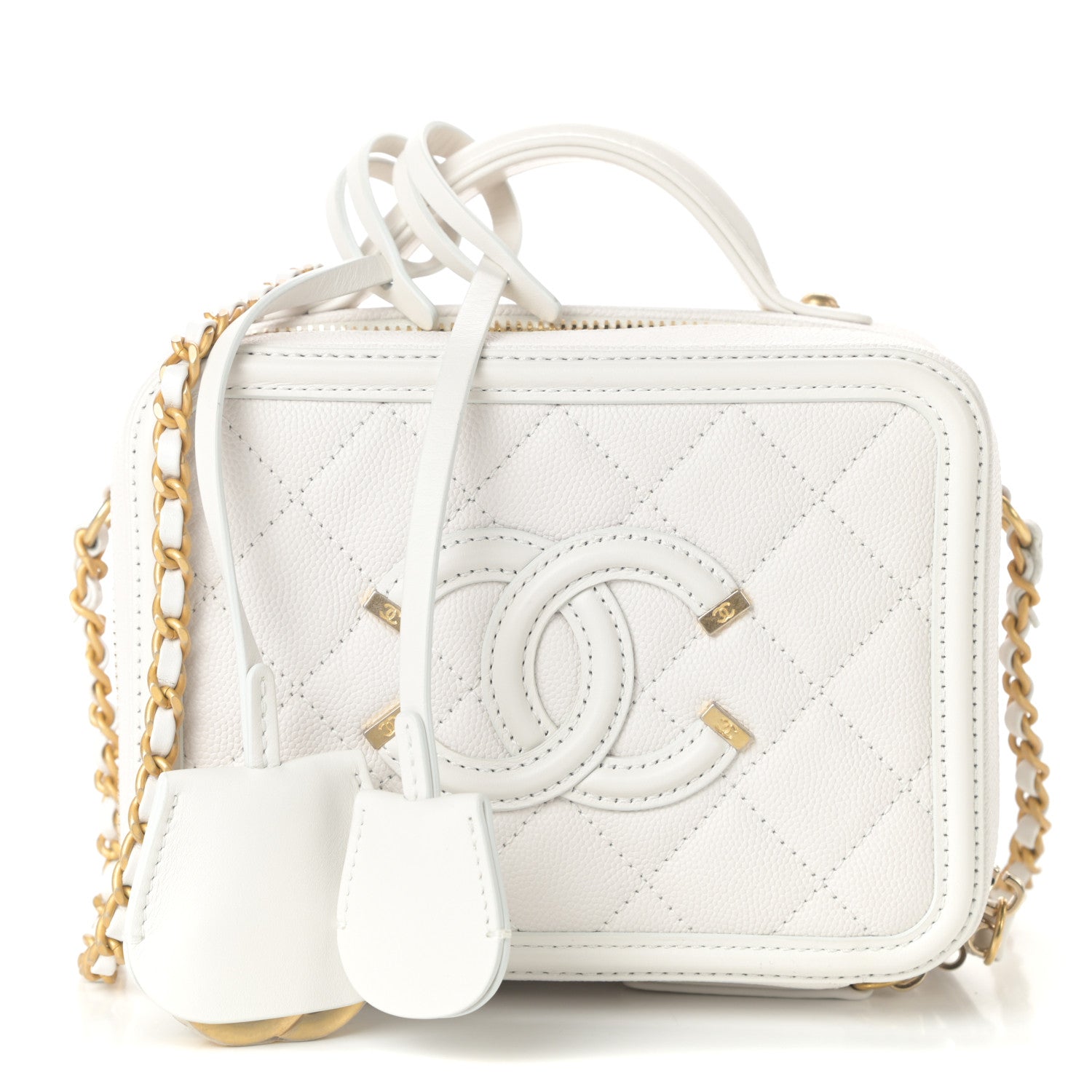 Chanel Caviar Quilted Small CC Filigree Vanity Case White 1 of 10