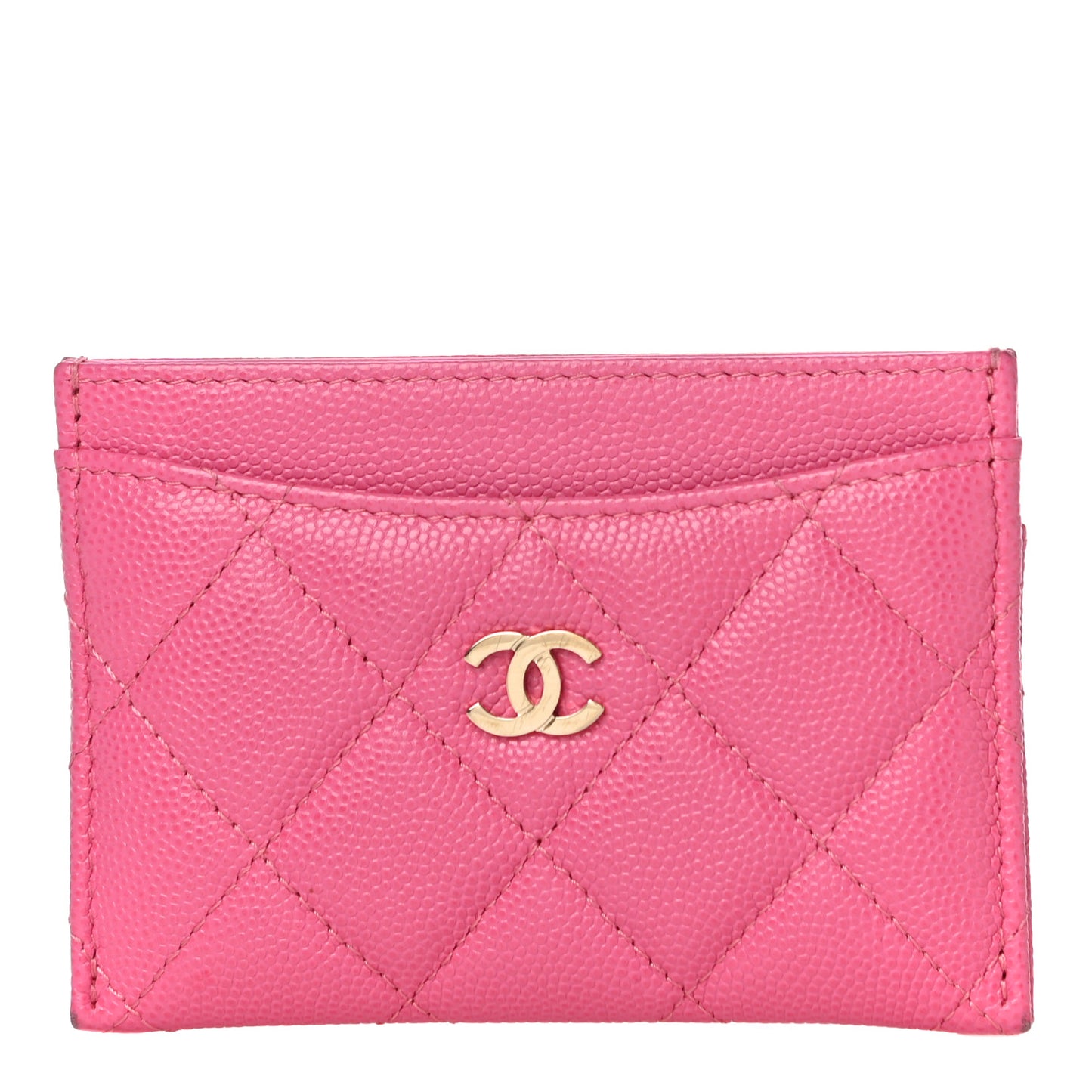Caviar Quilted Card Holder Pink