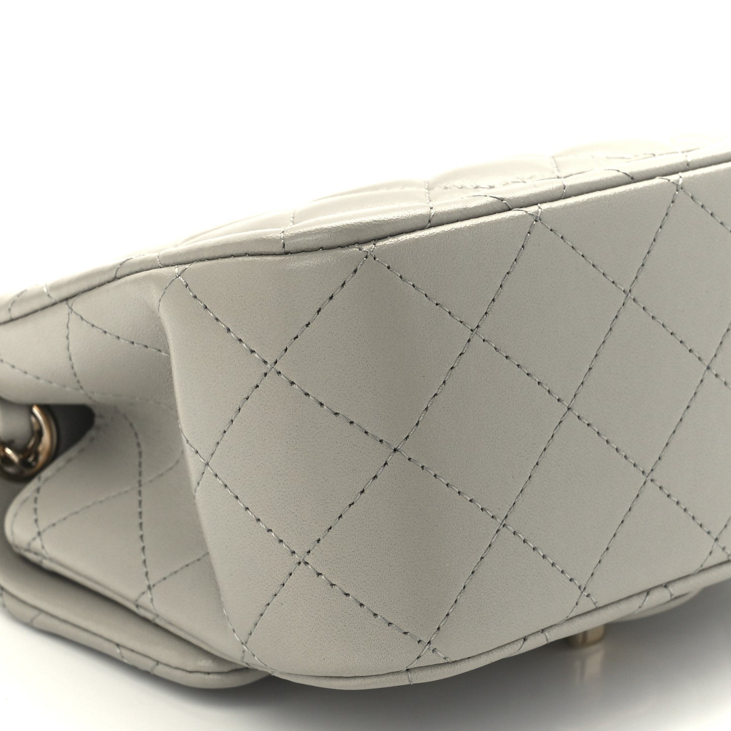 Lambskin Quilted Mini Square Flap Light Grey