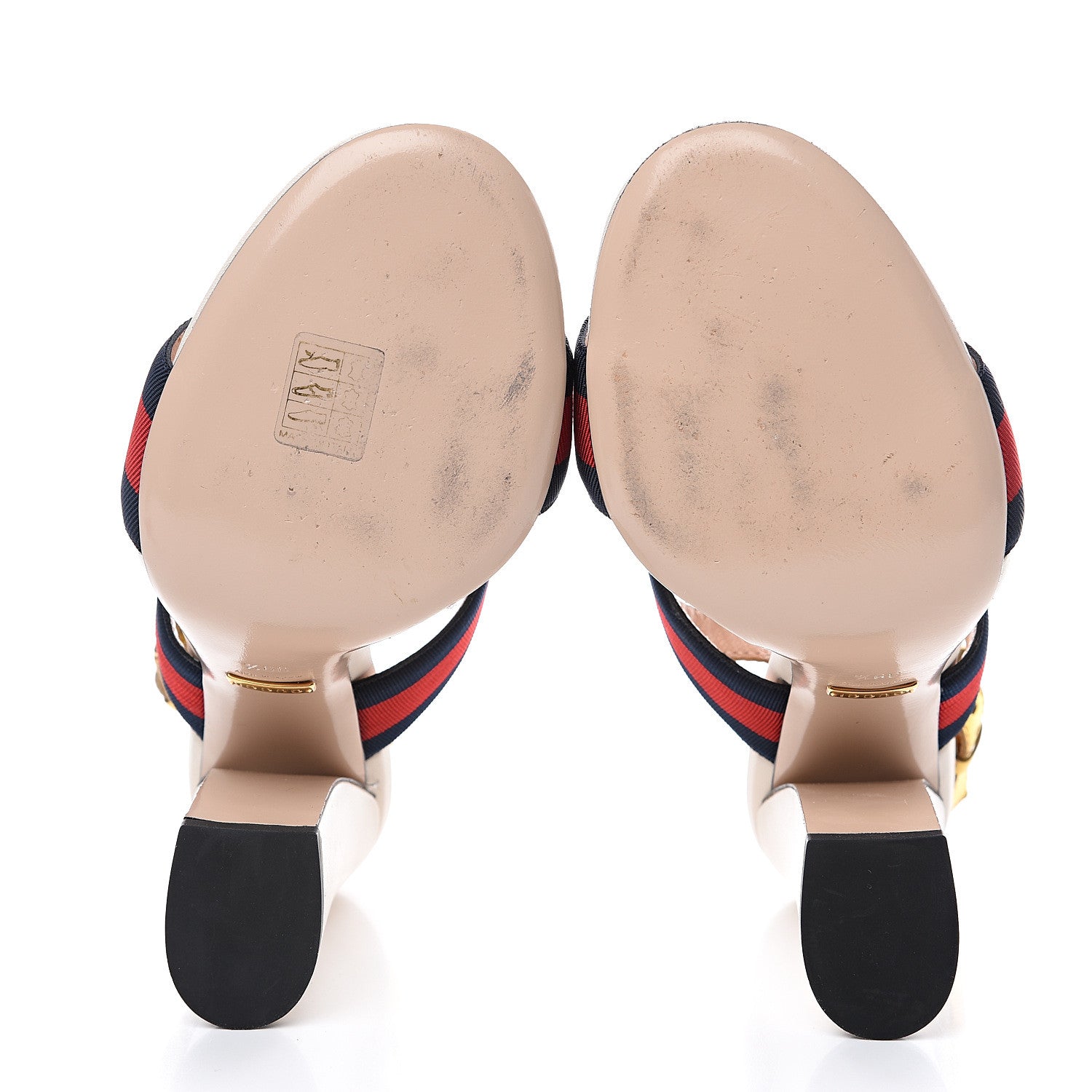 Gucci Grosgrain Web Aline High Heel Sandals 39.5 Oro 5 of 9