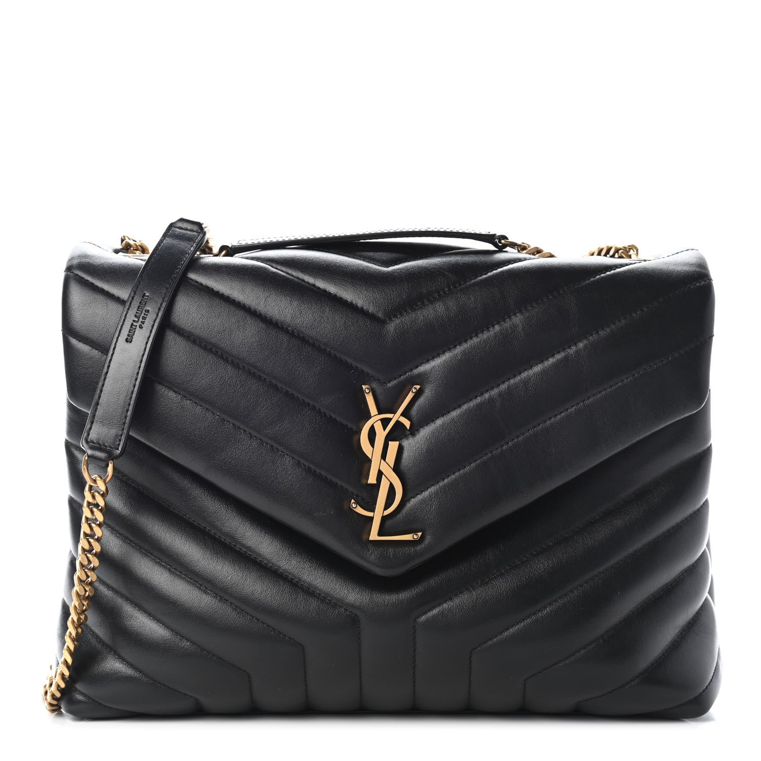 Saint Laurent Calfskin Y Quilted Monogram Medium Loulou Chain Satchel Black 1 of 7