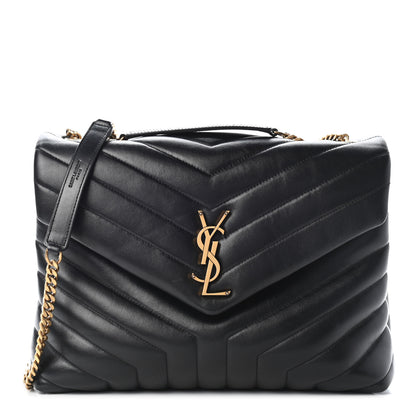 Saint Laurent Calfskin Y Quilted Monogram Medium Loulou Chain Satchel Black 1 of 7