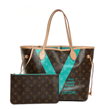 Louis Vuitton Monogram V Neverfull MM Turquoise 1 of 10