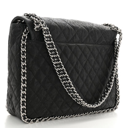 Chanel Washed Lambskin Quilted Maxi Chain Around Flap Black 3 of 10