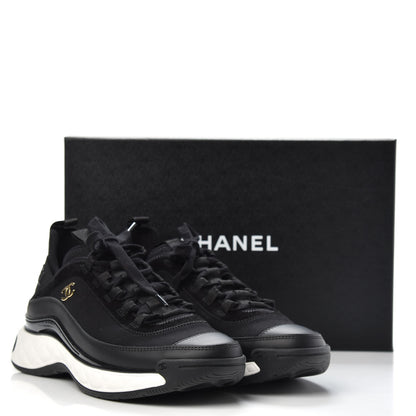 Chanel Velvet Calfskin Mixed Fibers CC Sneakers 39.5 Black 9 of 9